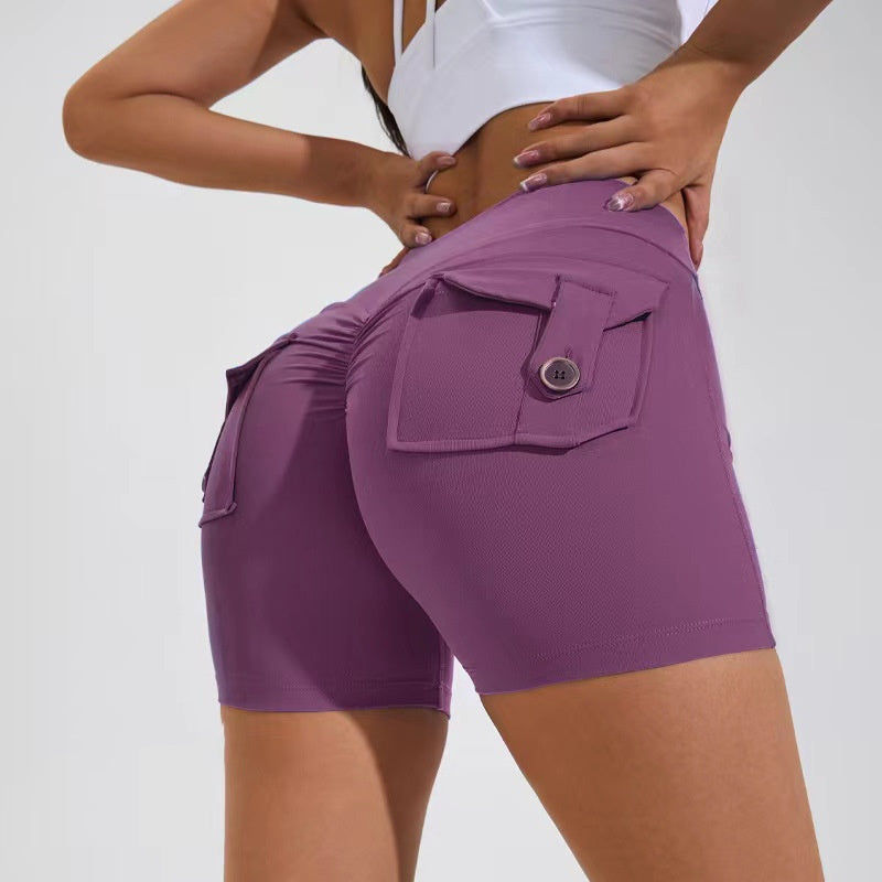 High-Waist Hip-Lifting Shorts with Pockets
