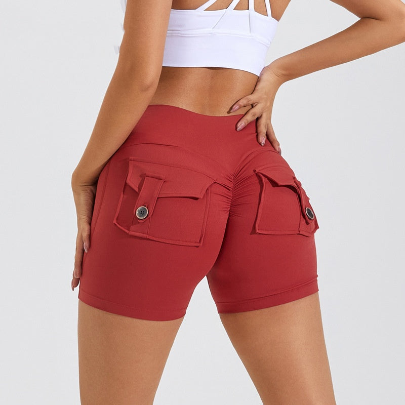 High-Waist Hip-Lifting Shorts with Pockets