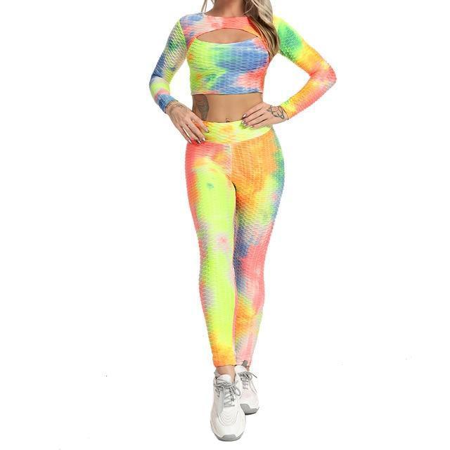 Pineapple Grid Tie-Dye Yoga Set