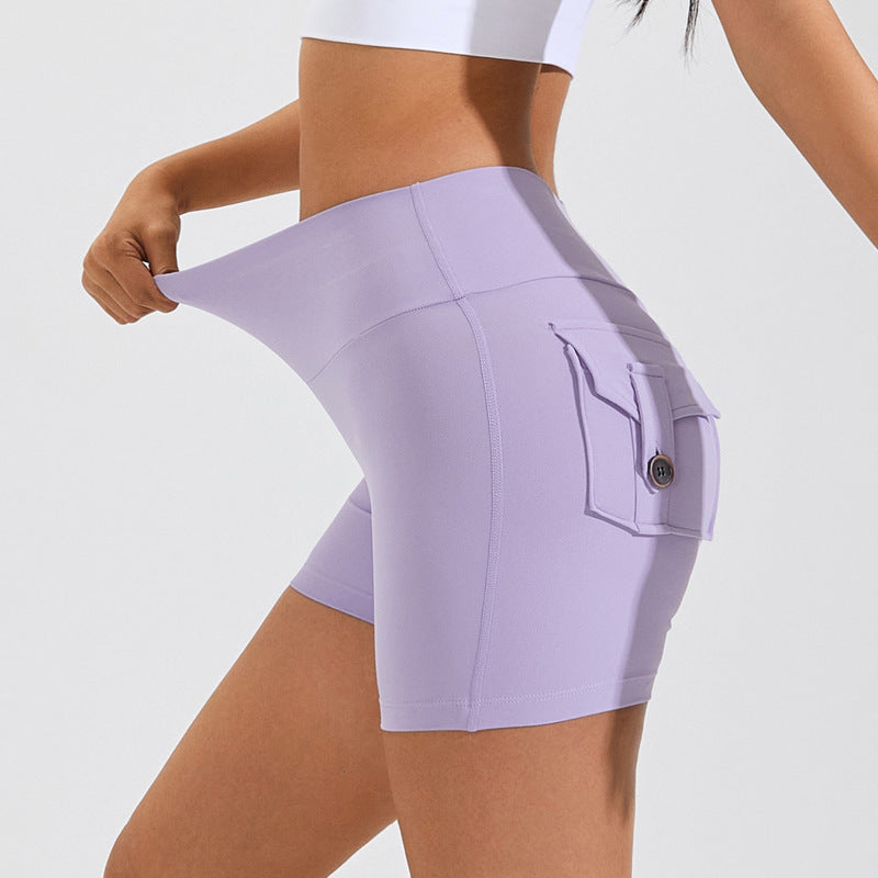 High-Waist Hip-Lifting Shorts with Pockets