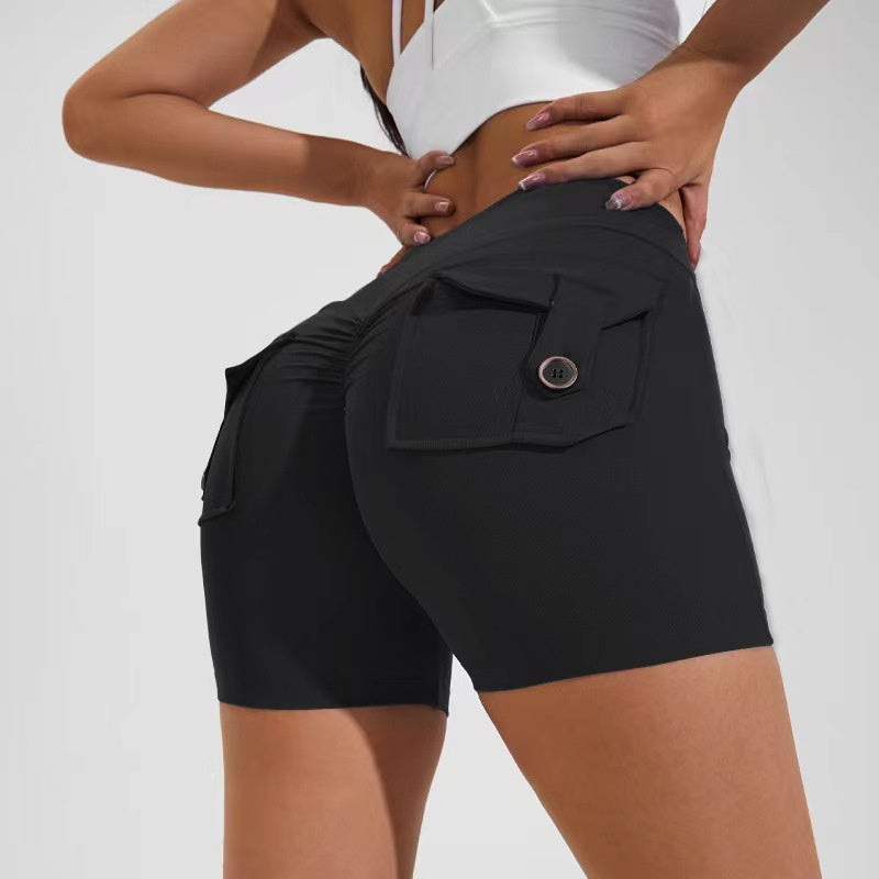 High-Waist Hip-Lifting Shorts with Pockets