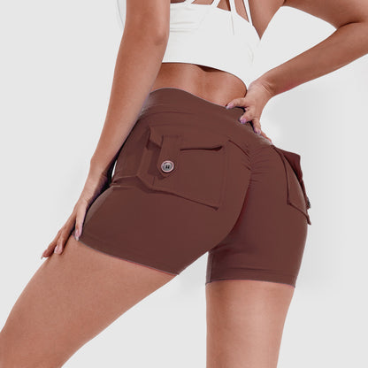 High-Waist Hip-Lifting Shorts with Pockets