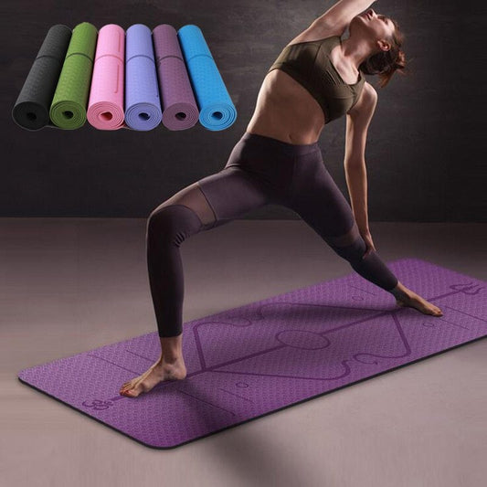 Non-Slip TPE Yoga Mat with Position Line