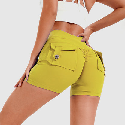 High-Waist Hip-Lifting Shorts with Pockets