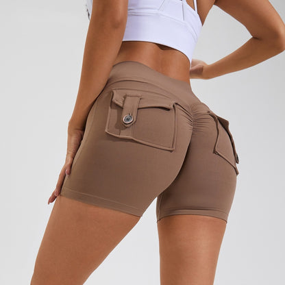 High-Waist Hip-Lifting Shorts with Pockets