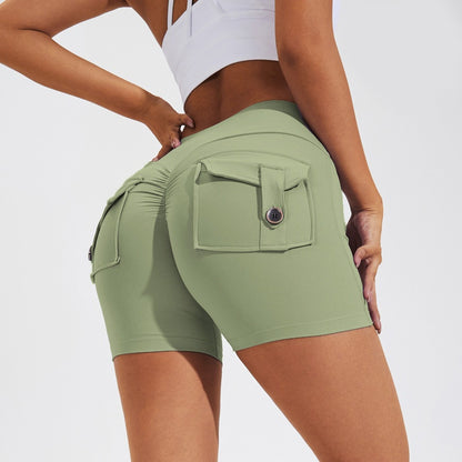 High-Waist Hip-Lifting Shorts with Pockets
