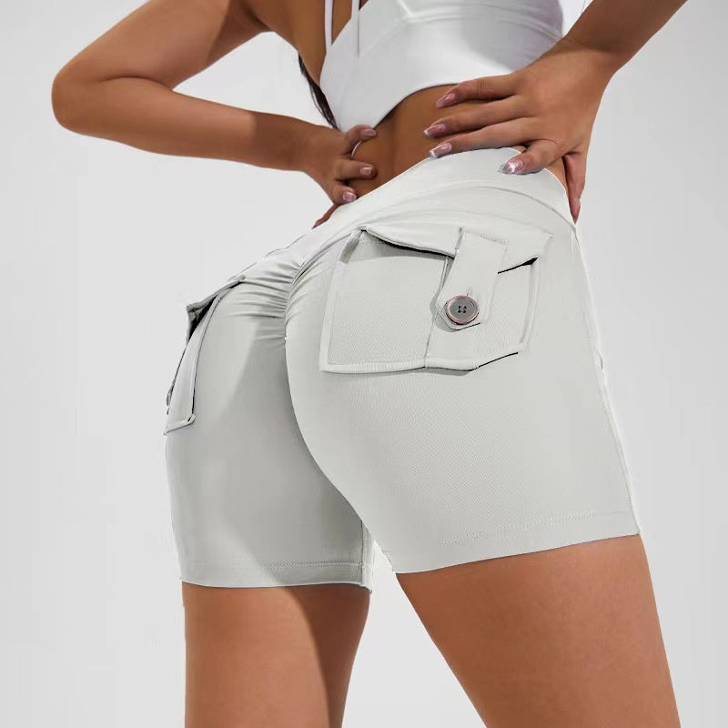 High-Waist Hip-Lifting Shorts with Pockets