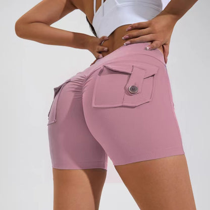 High-Waist Hip-Lifting Shorts with Pockets